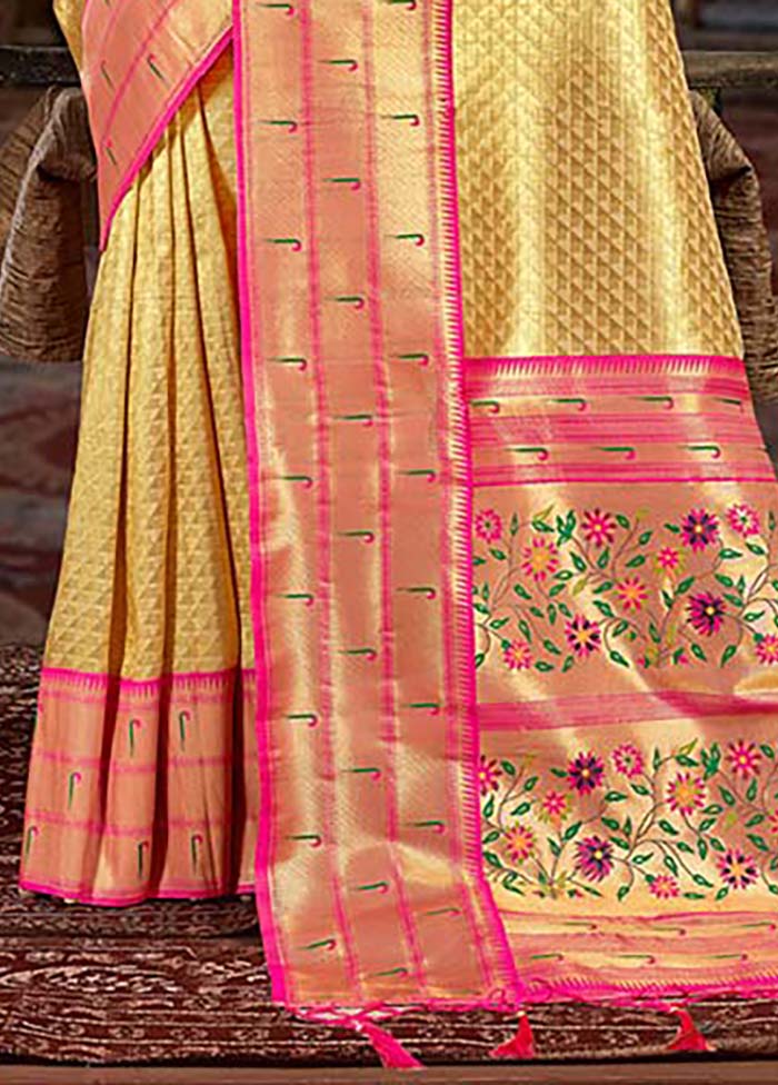 Cream Spun Silk Saree With Blouse Piece - Indian Silk House Agencies