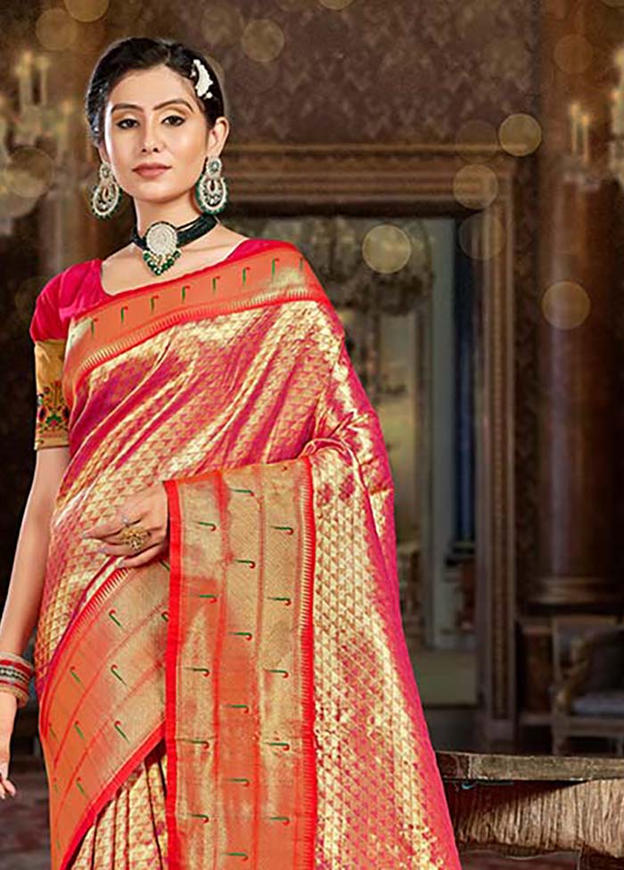 Pink Spun Silk Saree With Blouse Piece - Indian Silk House Agencies