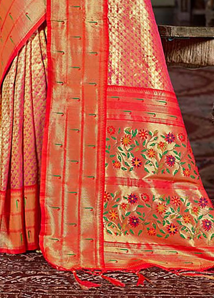 Pink Spun Silk Saree With Blouse Piece - Indian Silk House Agencies