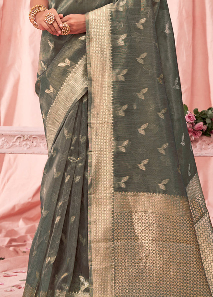 Grey Cotton Saree With Blouse Piece - Indian Silk House Agencies