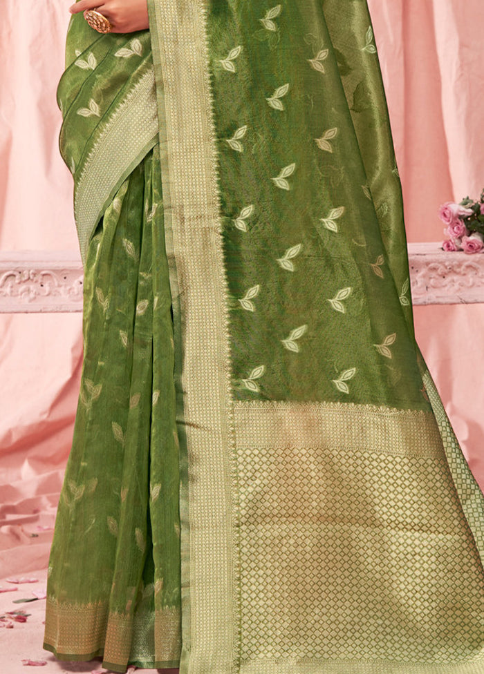 Green Cotton Saree With Blouse Piece - Indian Silk House Agencies