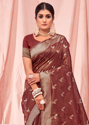 Maroon Cotton Saree With Blouse Piece - Indian Silk House Agencies