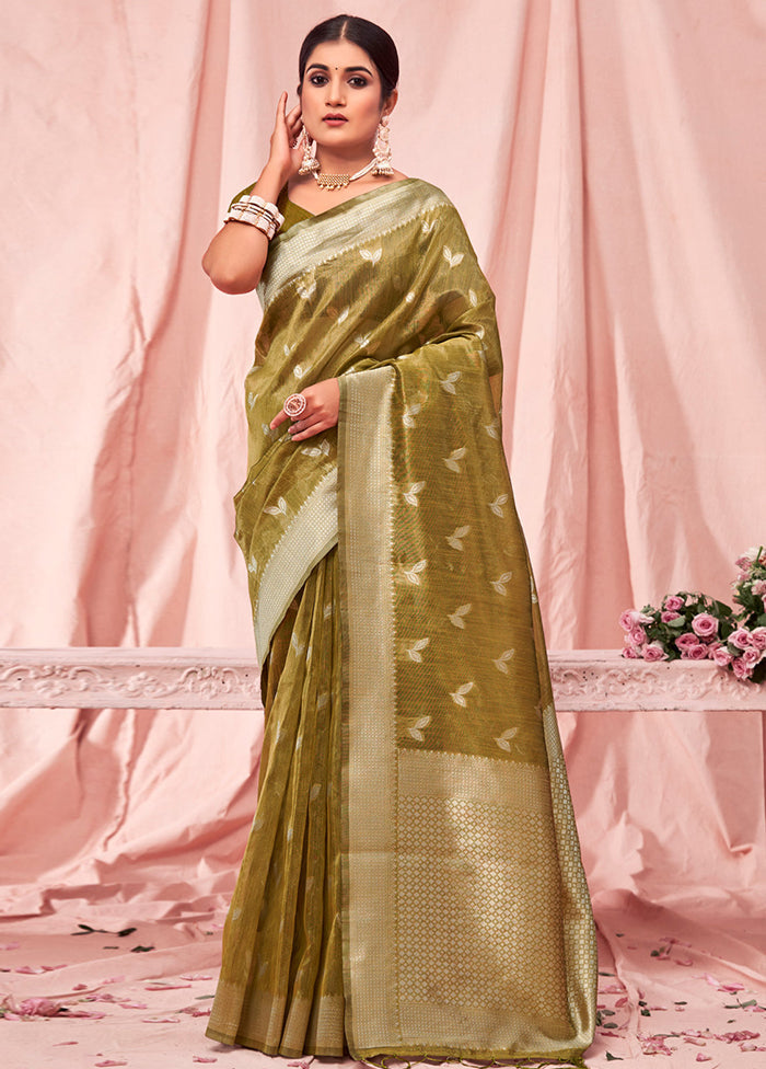 Mehendi Cotton Saree With Blouse Piece - Indian Silk House Agencies