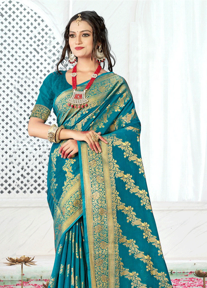 Sea Green Spun Silk Saree With Blouse Piece - Indian Silk House Agencies