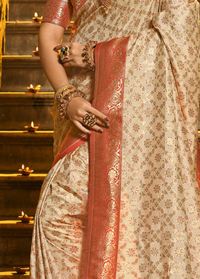 Cream Spun Silk Saree With Blouse Piece - Indian Silk House Agencies