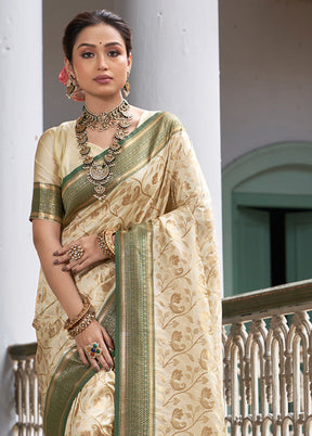 Cream Spun Silk Saree With Blouse Piece - Indian Silk House Agencies