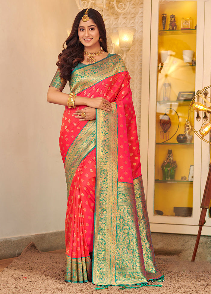 Pink Spun Silk Saree With Blouse Piece - Indian Silk House Agencies