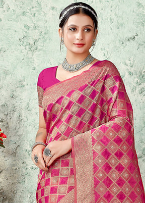 Pink Organza Saree With Blouse Piece - Indian Silk House Agencies