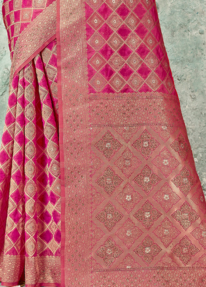 Pink Organza Saree With Blouse Piece - Indian Silk House Agencies