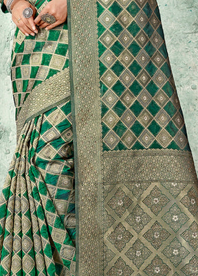 Green Organza Saree With Blouse Piece - Indian Silk House Agencies