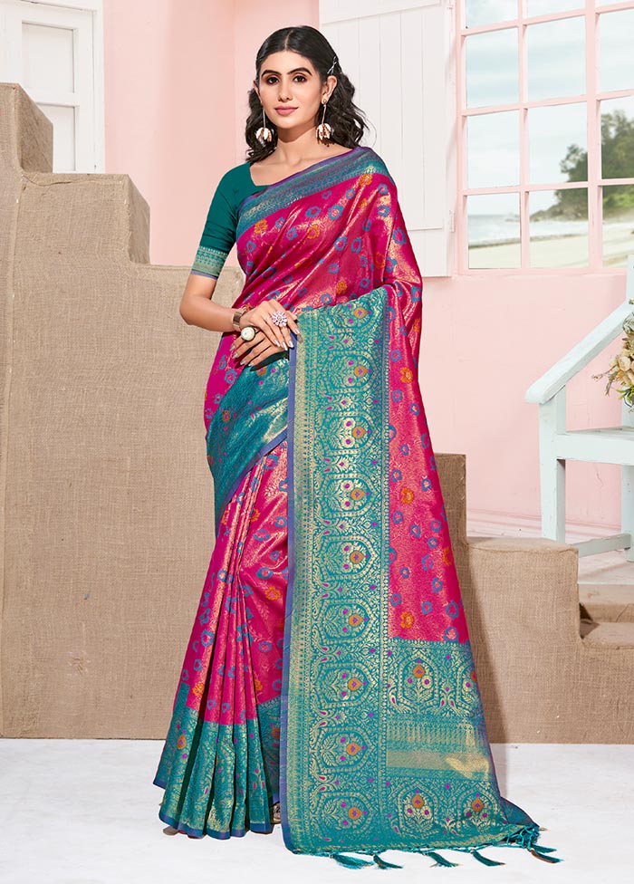 Pink Spun Silk Saree With Blouse Piece - Indian Silk House Agencies