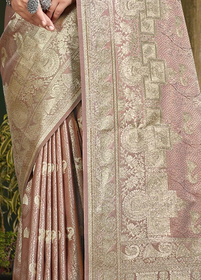 Light Pink Spun Silk Saree With Blouse Piece - Indian Silk House Agencies