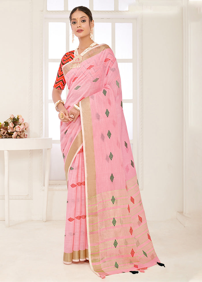 Pink Spun Silk Saree With Blouse Piece - Indian Silk House Agencies