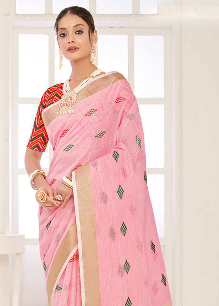 Pink Spun Silk Saree With Blouse Piece - Indian Silk House Agencies