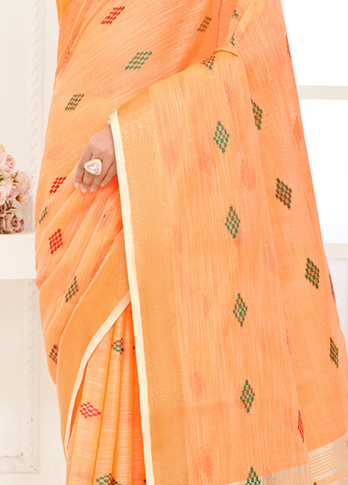 Orange Spun Silk Saree With Blouse Piece - Indian Silk House Agencies