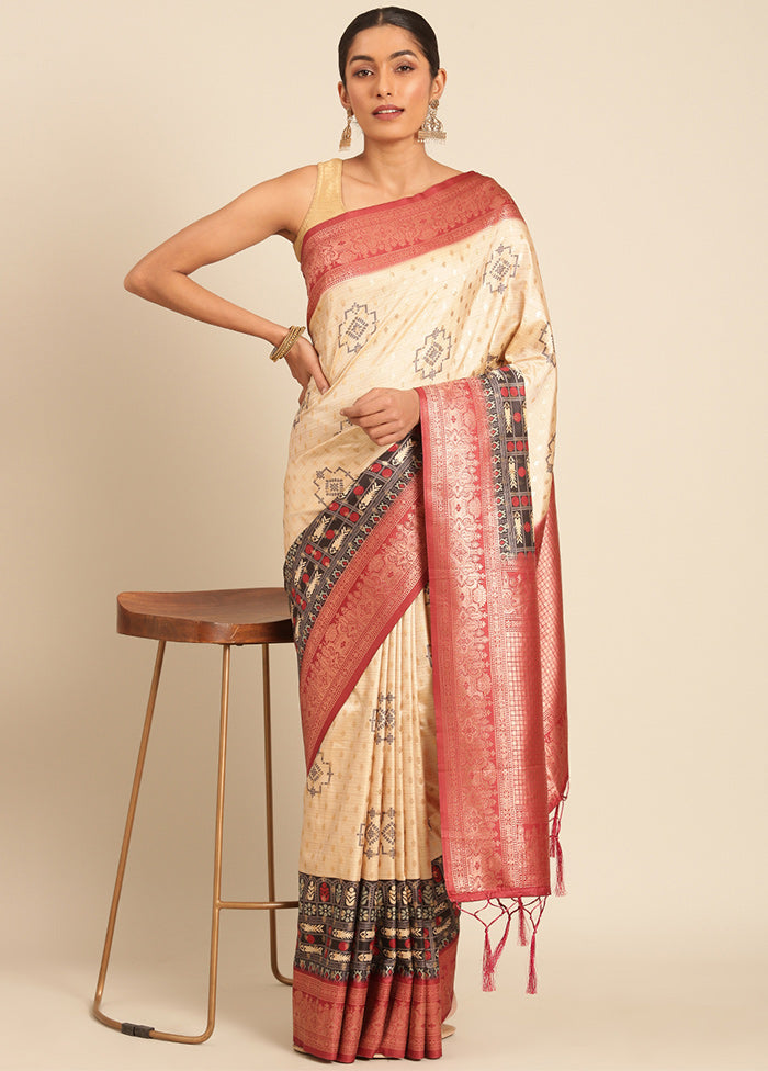 Multicolor Dupion Silk Saree With Blouse Piece