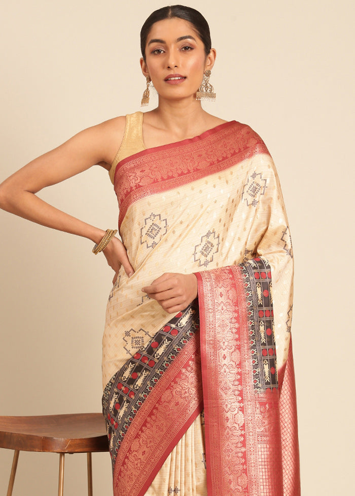 Multicolor Dupion Silk Saree With Blouse Piece