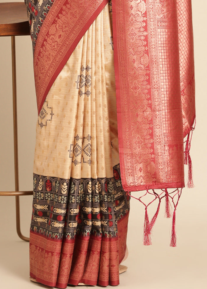 Multicolor Dupion Silk Saree With Blouse Piece