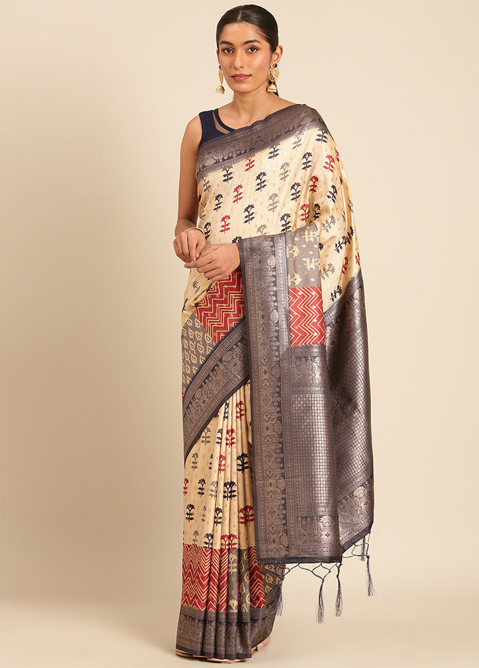 Multicolor Dupion Silk Saree With Blouse Piece