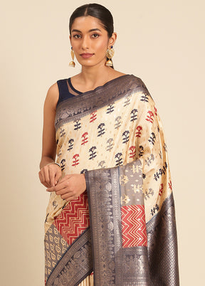 Multicolor Dupion Silk Saree With Blouse Piece