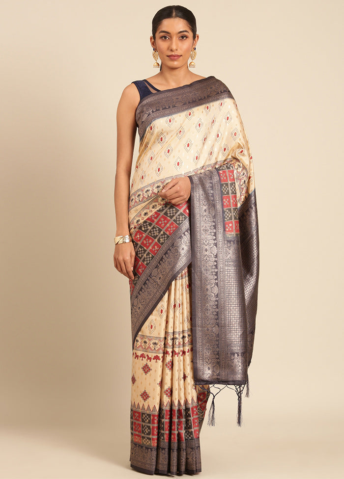 Multicolor Dupion Silk Saree With Blouse Piece