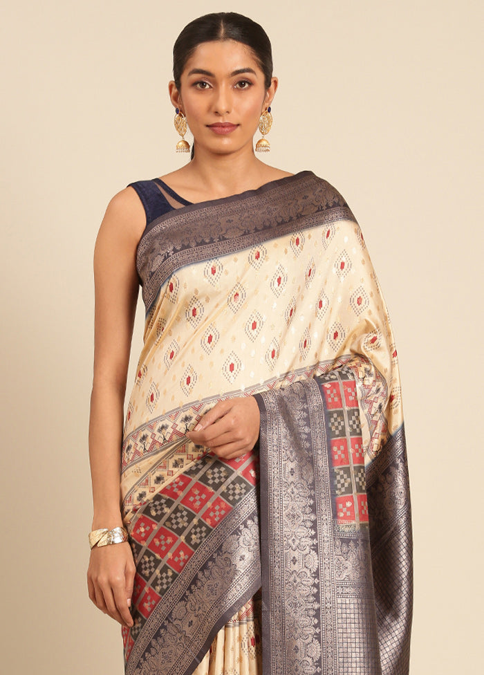 Multicolor Dupion Silk Saree With Blouse Piece