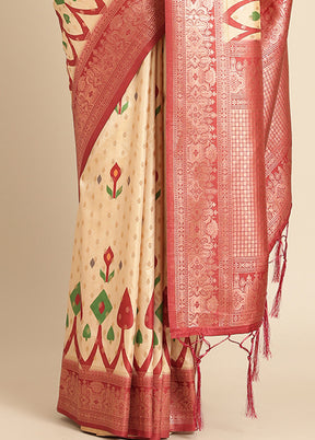 Multicolor Dupion Silk Saree With Blouse Piece