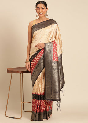 Multicolor Dupion Silk Saree With Blouse Piece