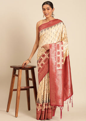 Multicolor Dupion Silk Saree With Blouse Piece