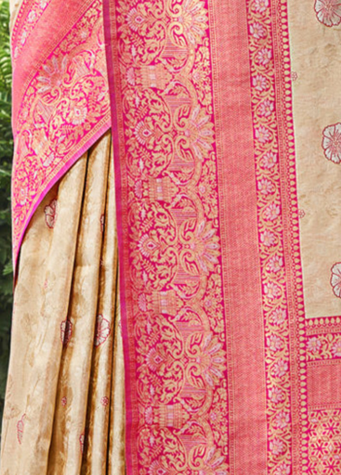 Cream Dupion Silk Saree With Blouse Piece - Indian Silk House Agencies