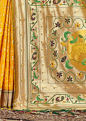 Yellow Spun Silk Saree With Blouse Piece - Indian Silk House Agencies