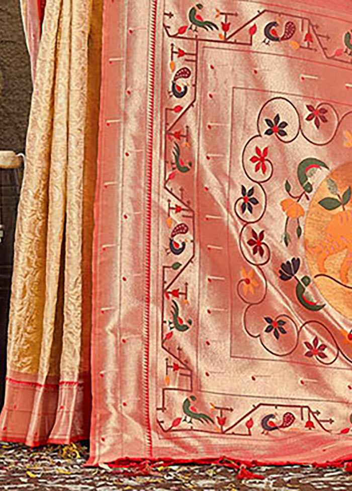 Cream Spun Silk Saree With Blouse Piece - Indian Silk House Agencies