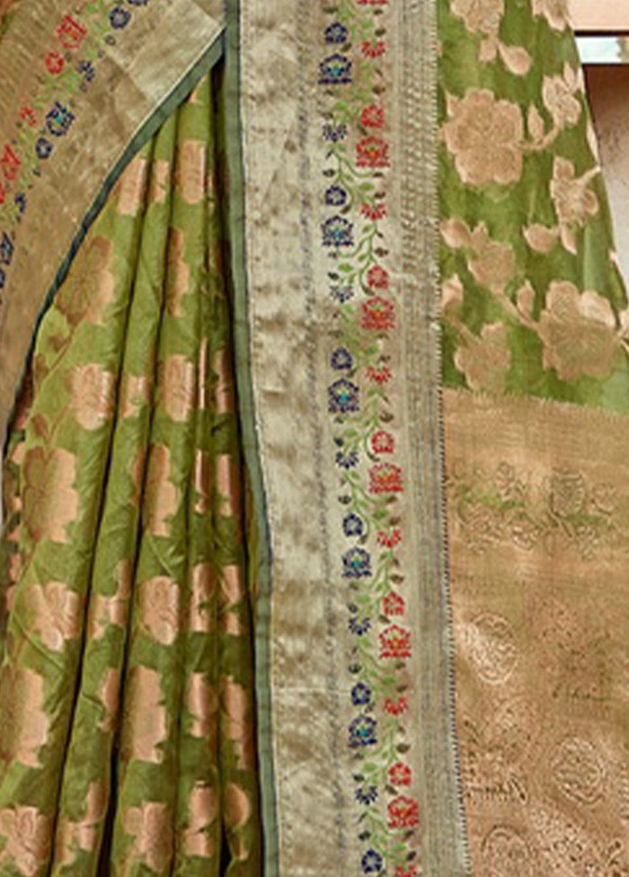 Green Organza Saree With Blouse Piece - Indian Silk House Agencies