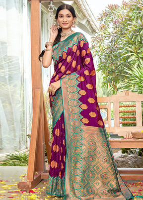 Purple Dupion Silk Saree With Blouse Piece - Indian Silk House Agencies