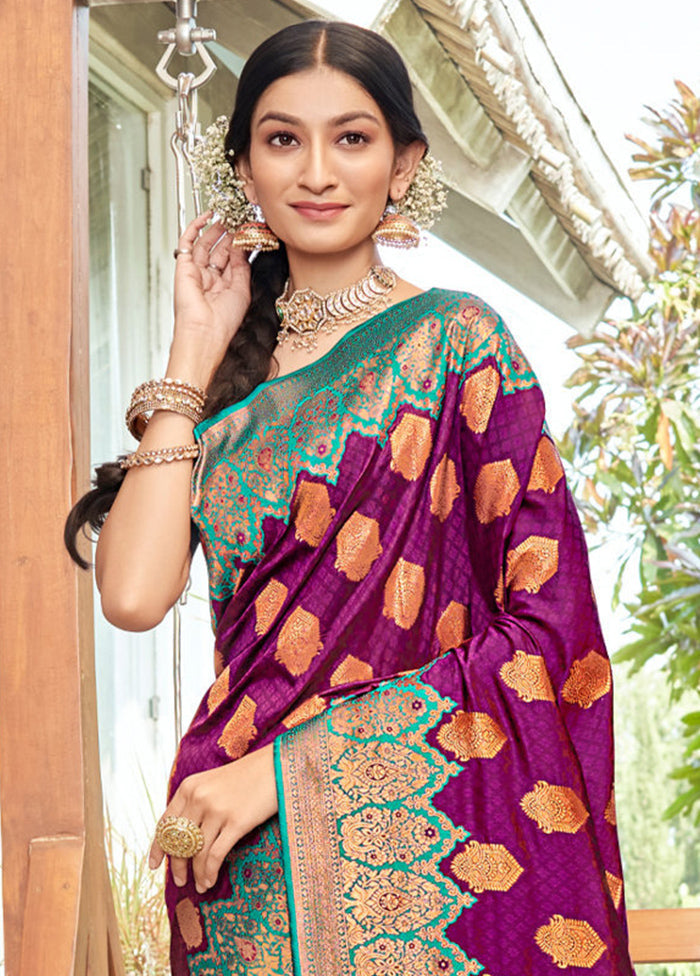 Purple Dupion Silk Saree With Blouse Piece - Indian Silk House Agencies