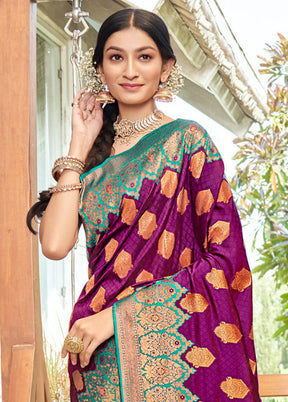 Purple Dupion Silk Saree With Blouse Piece - Indian Silk House Agencies