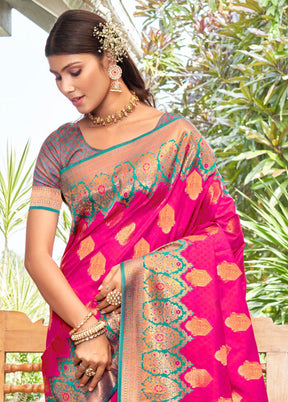 Pink Dupion Silk Saree With Blouse Piece - Indian Silk House Agencies