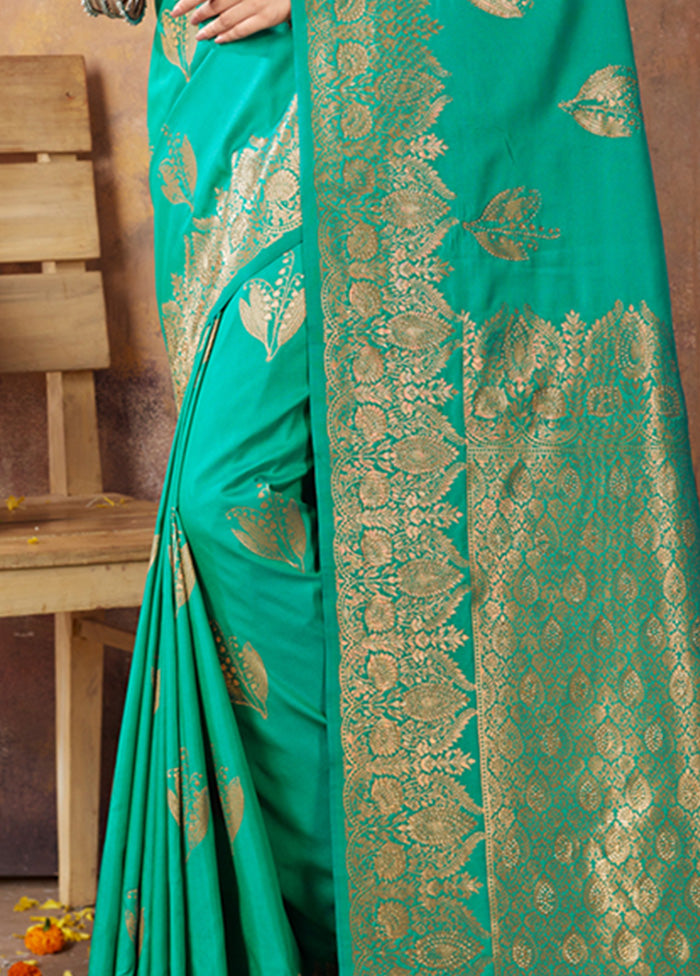 Sea Green Spun Silk Saree With Blouse Piece