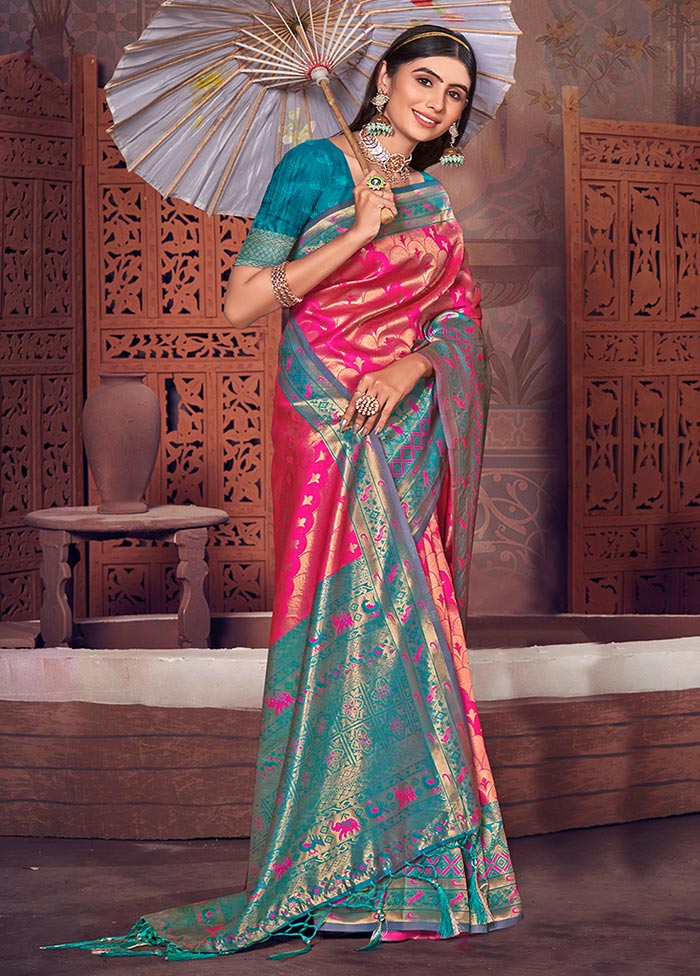 Pink Spun Silk Saree With Blouse Piece - Indian Silk House Agencies