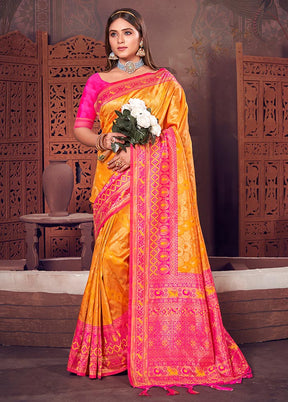 Mustard Spun Silk Saree With Blouse Piece - Indian Silk House Agencies