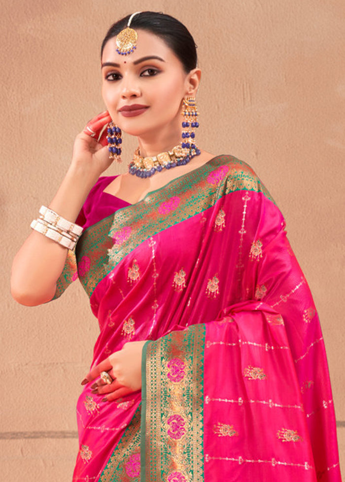 Pink Dupion Silk Saree With Blouse Piece - Indian Silk House Agencies