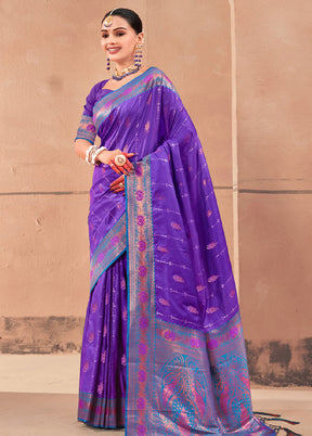 Purple Dupion Silk Saree With Blouse Piece - Indian Silk House Agencies