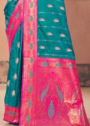 Sea Green Dupion Silk Saree With Blouse Piece - Indian Silk House Agencies