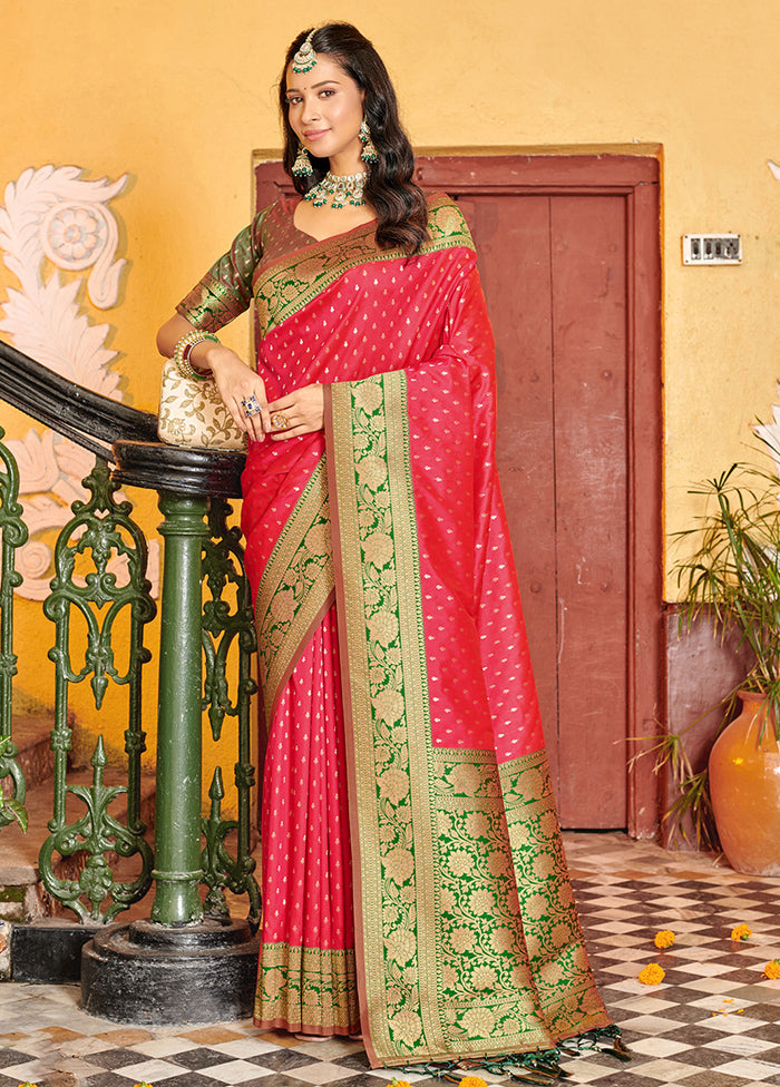 Pink Spun Silk Saree With Blouse Piece - Indian Silk House Agencies