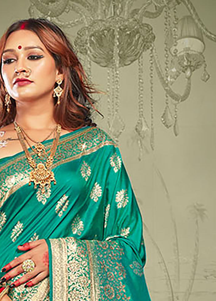 Sea Green Spun Silk Saree With Blouse Piece