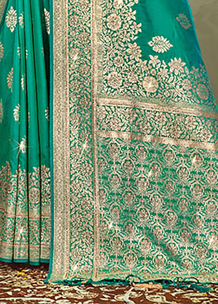 Sea Green Spun Silk Saree With Blouse Piece