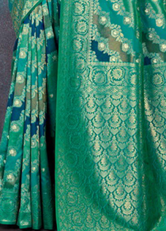 Sea Green Spun Silk Saree With Blouse Piece - Indian Silk House Agencies