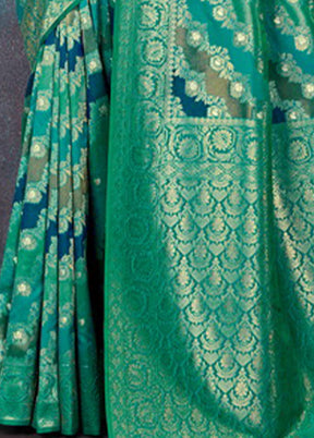 Sea Green Spun Silk Saree With Blouse Piece - Indian Silk House Agencies