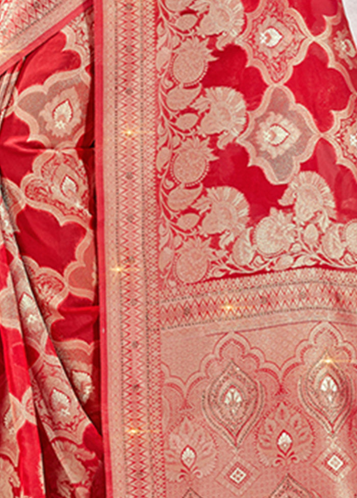 Red Organza Saree With Blouse Piece - Indian Silk House Agencies