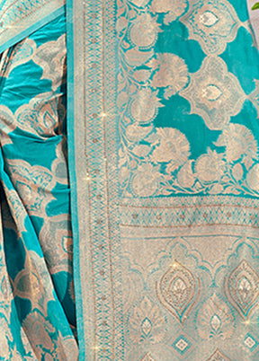 Sea Green Organza Saree With Blouse Piece - Indian Silk House Agencies